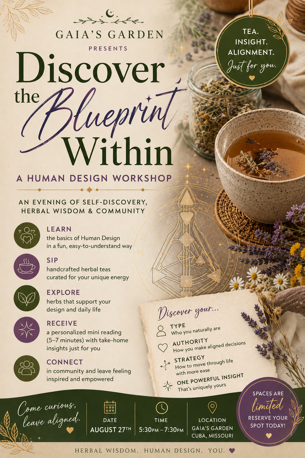 An Evening of Human Design Discovery and Herbal Wisdom