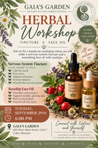 Herbal Tincture & Face Oil Making Workshop – Sept 29 @ 6PM